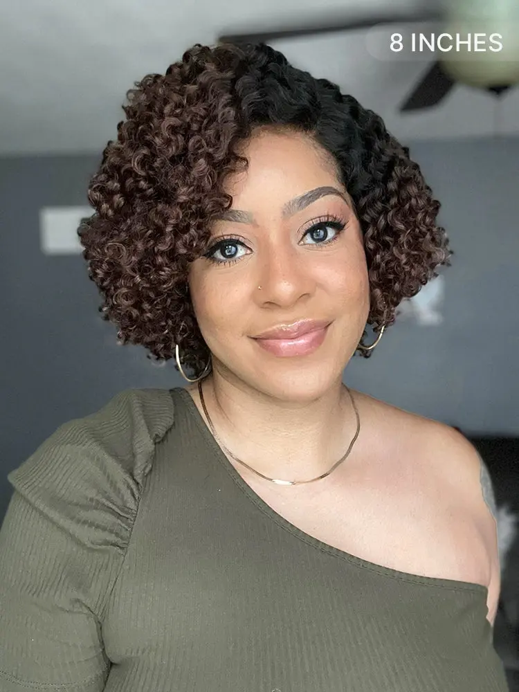 Side-Part Short Curly Wig, front view thumbnail