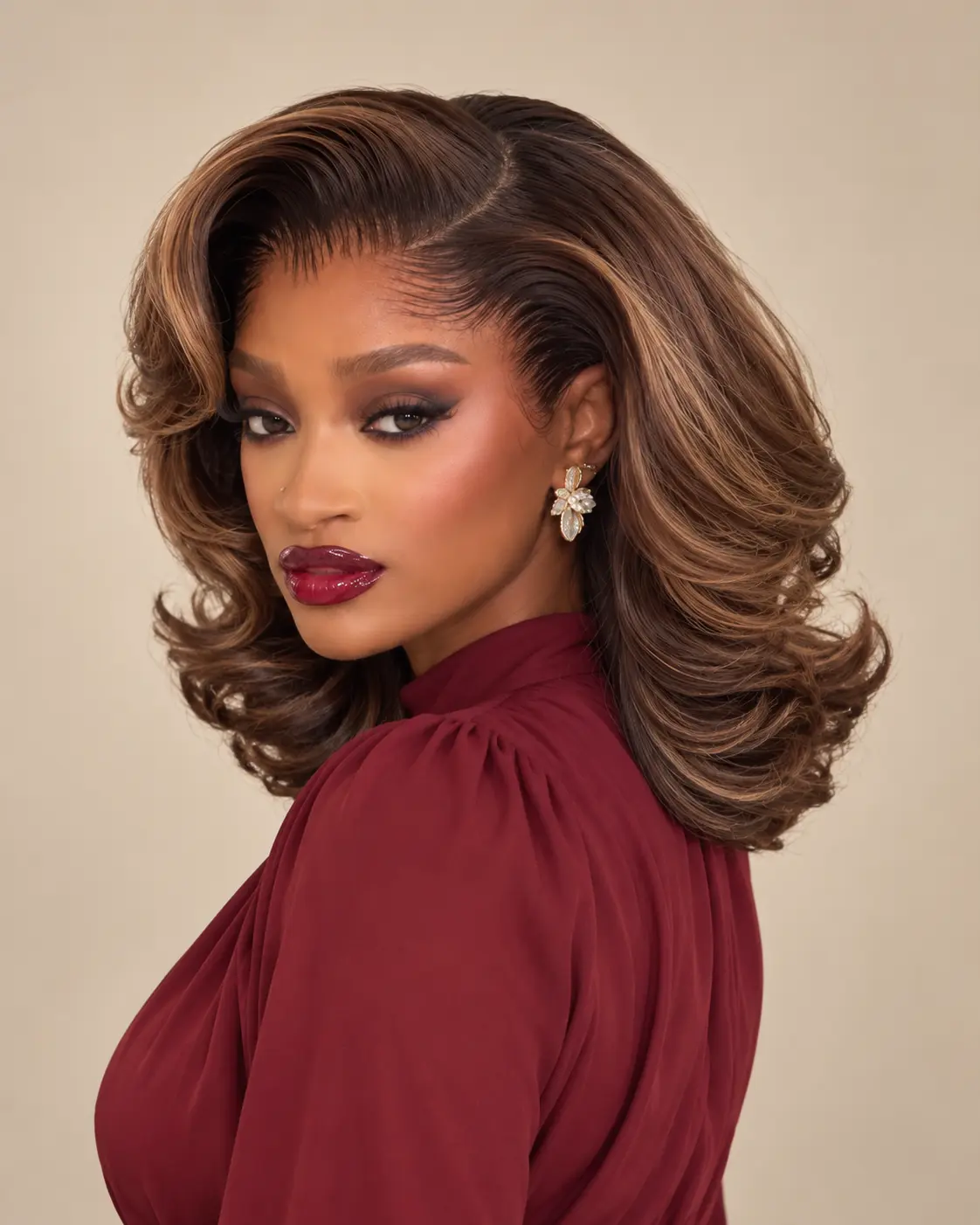 Bouncy Wave Layered Wig, front view thumbnail