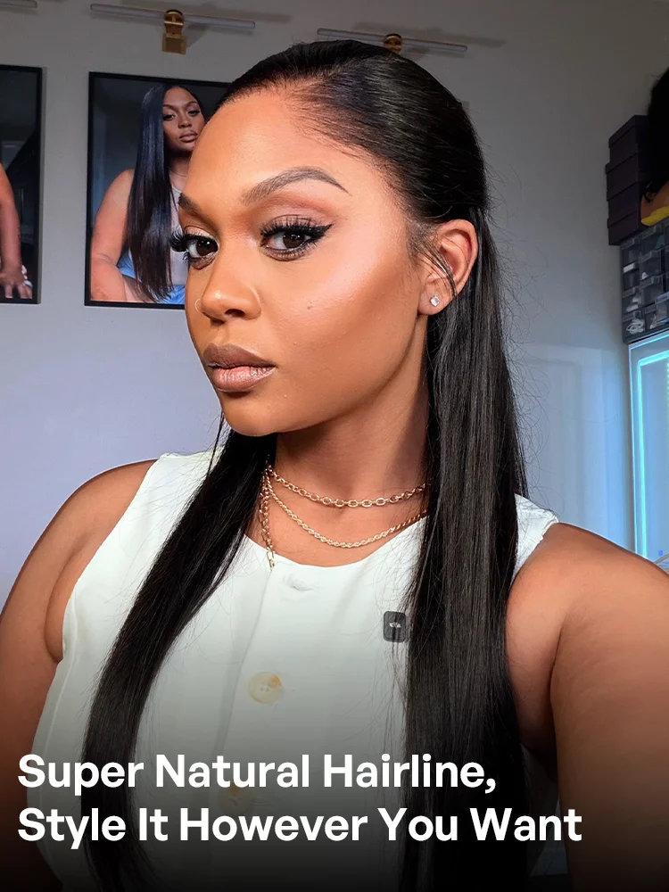 M-Shaped Hairline Silky Straight Wig, front view