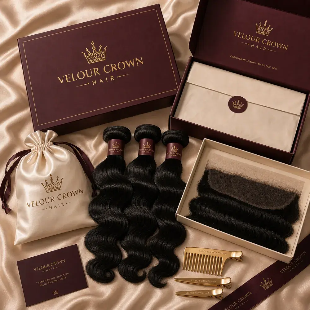 Velour Crown Hair care and packaging suite
