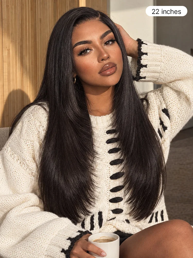 Luvme Butterfly Layered Yaki Closure Wig, front view
